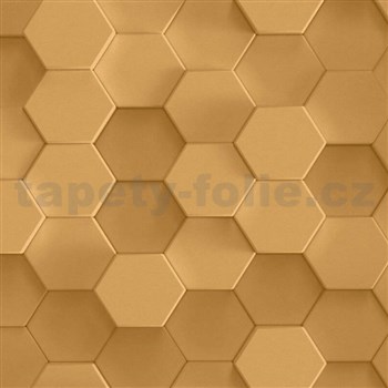 Vliesové tapety na zeď IMPOL PintWalls hexagony metalicky zlaté