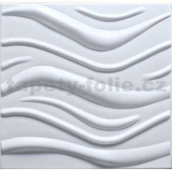 Stropní panely 3D XPS WAVE bílý rozměr 50 x 50 cm (vlnovka velká)