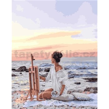 Malování podle čísel žena na pobřeží rozměr 40 x 50 cm