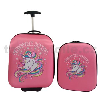 Dětský kufr vysoký na kolečkách + batoh - Unicorn