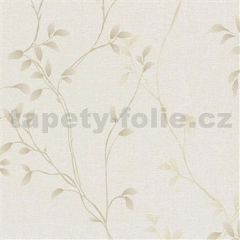 Vliesové tapety na zeď Pure Elegance popínavé větvičky bílé na hnědém podkladu
