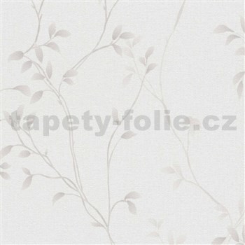 Vliesové tapety na zeď Pure Elegance popínavé větvičky hnědé na bílém podkladu