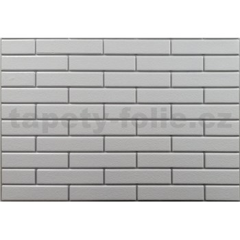 Obkladové panely 3D PVC rozměr 440 x 580 mm malá cihla bílá se stříbrnou spárou
