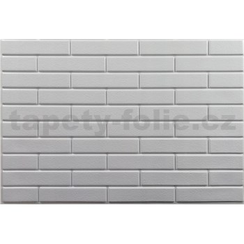 Obkladové panely 3D PVC rozměr 440 x 580 mm malá cihla bílá s bílou spárou