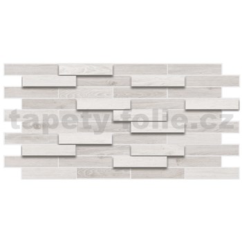 Obkladové panely 3D PVC rozměr 980 x 480 mm dřevěný obklad dub bělený