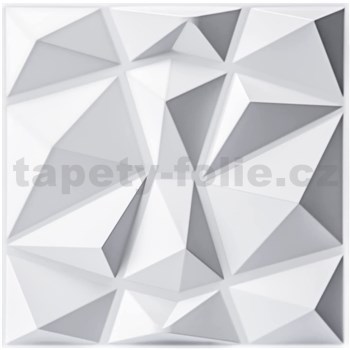 Obkladové panely 3D PVC Diamond bílý rozměr 500 x 500 mm, tloušťka 1 mm,