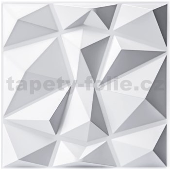 Obkladové panely 3D PVC DIAMANT bílý rozměr 500 x 500 mm, tloušťka 1 mm,