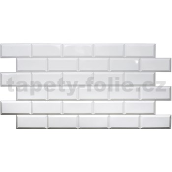 Obkladové panely 3D PVC rozměr 966 x 484 mm obklad bílý s šedou spárou