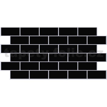 Obkladové panely 3D PVC rozměr 964 x 484 mm cihla černá s bílou spárou