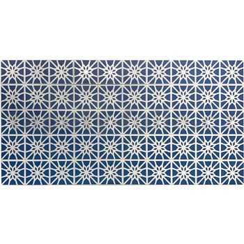 Obkladové panely 3D PVC rozměr 975 x 492 mm bílé květy na modrém podkladu