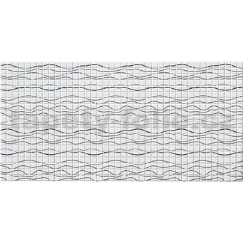 Obkladové panely 3D PVC rozměr 955 x 480 mm mozaika bílá se stříbrnými vlnovkami
