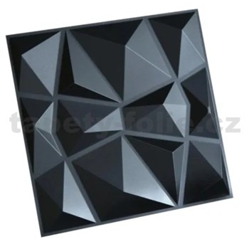 Obkladové panely 3D PVC Diamant černý mini rozměr 300 x 300 mm, tloušťka 1 mm,