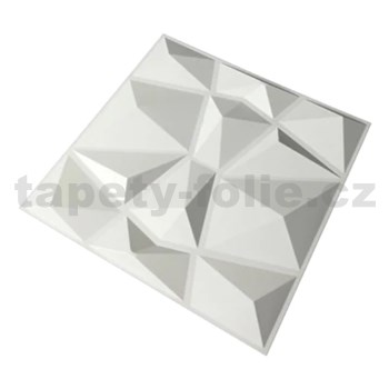 Obkladové panely 3D PVC Diamant bílý mini rozměr 300 x 300 mm, tloušťka 1 mm,