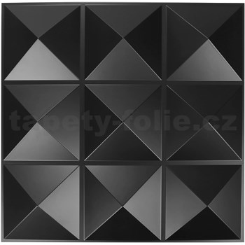 Obkladové panely 3D PVC Pyramids black rozměr 500 x 500 mm, tloušťka 1 mm - POSLEDNÍ KUSY