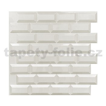 Obkladové panely 3D PVC rozměr 595 x 560 mm, tloušťka 0,6mm, bílý obklad METRO 3D