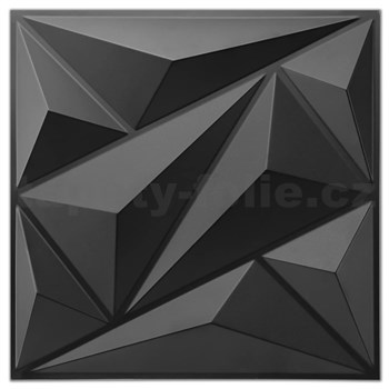 Obkladové panely 3D PVC Iceberg černý rozměr 500 x 500 mm, tloušťka 1 mm