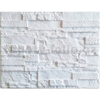 Obkladové 3D PVC panely rozměr 440 x 580 mm ukládaný kámen bílý