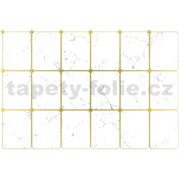 Obkladové panely 3D PVC rozměr 947 x 635 mm, mramor bílý se zlatou spárou - POSLEDNÍ KUSY