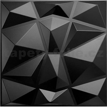 Obkladové panely 3D PVC DIAMANT černý rozměr 500 x 500 mm, tloušťka 1 mm,