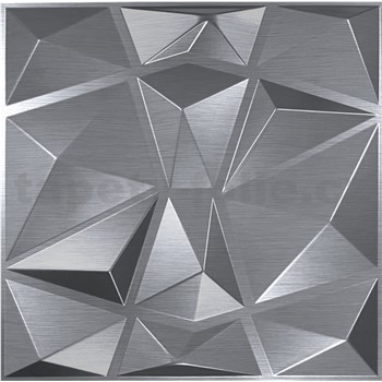 Obkladové panely 3D PVC DIAMANT stříbrný 500 x 500 mm, tloušťka 1 mm - POSLEDNÍ KUSY