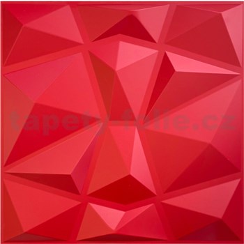 Obkladové panely 3D PVC DIAMANT červený rozměr 500 x 500 mm, tloušťka 1 mm,