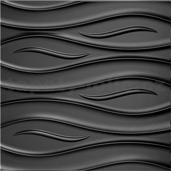 Obkladové panely 3D PVC vlnovky černé rozměr 500 x 500 mm, tloušťka 1 mm,