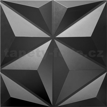 Obkladové panely 3D PVC STAR černý rozměr 500 x 500 mm, tloušťka 1 mm,