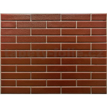 Obkladové panely 3D PVC rozměr 440 x 580 mm malá cihla červená se stříbrnou spárou