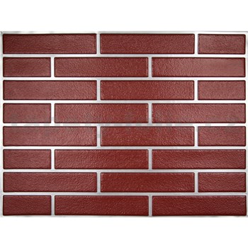 Obkladové panely 3D PVC rozměr 440 x 580 mm cihla červená se stříbrnou spárou