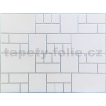 Obkladové panely 3D PVC rozměr 440 x 580 mm nepravidelný obklad hladký se stříbrnou spárou