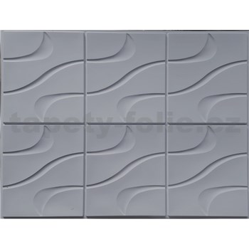 Obkladové panely 3D PVC rozměr 440 x 580 mm vlnovky šedé