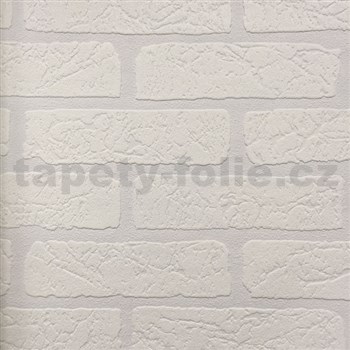 Vliesové tapety na zeď Wallton přetíratelná cihla bílá