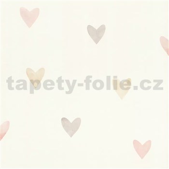 Vliesové tapety na zeď RASCH srdíčka béžovo-růžové