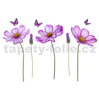 Samolepky na zeď květy fialové 95 cm x 142 cm