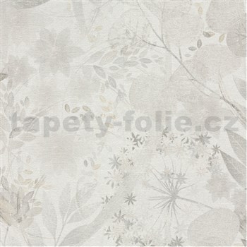 Vliesové tapety na zeď Secret Garden stylizované listy světle šedé