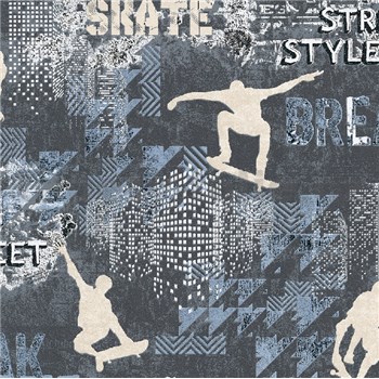 Vliesové tapety na zeď IMPOL Sweet and Cool skate - street style šedo-modrý