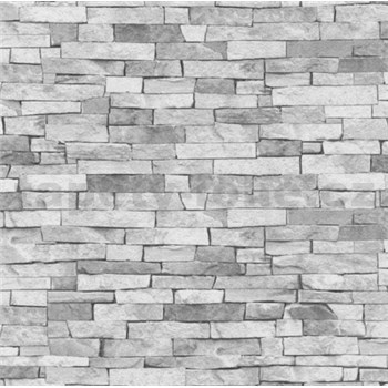 Papírové tapety na zeď - kamenný obklad světle šedý