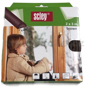 Samolepící těsnění do dveří a oken 6m profil D, těsnění 3,5-6,5mm, hnědé