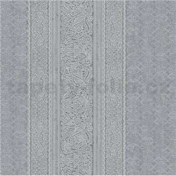 Vliesové tapety na zeď IMPOL Timeless drobné ornamenty šedé na černém podkladu