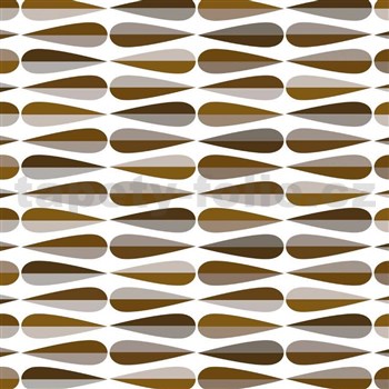 Ubrusy návin 20 m x 140 cm retro geometrický vzor šedo-hnědý