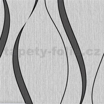 Ubrusy návin 20 m x 140 cm vlnovky černé na šedém podkladu