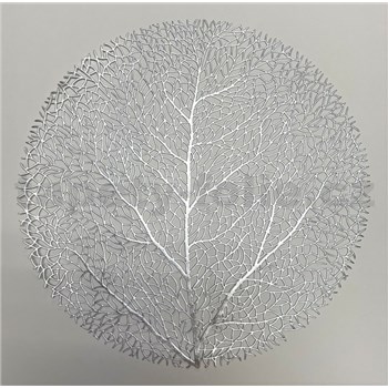 Vinylové dekorativní prostírání na stůl Metalic větvičky stříbrné 38 cm