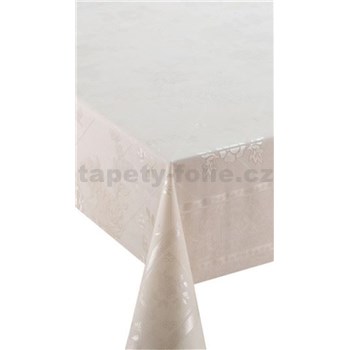 Ubrusy návin 20 m x 140 cm růžičky s lístky krémové - POSLEDNÍ KUSY