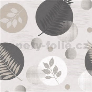 Ubrusy návin 20 m x 140 cm listy šedo-béžové