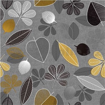 Ubrusy návin 20 m x 140 cm skandinávský styl s listy