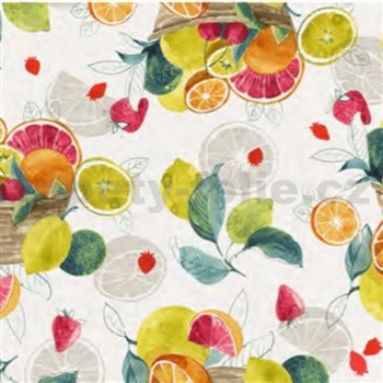 Ubrus metráž akvarel s ovocným motivem