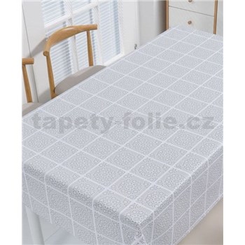 Ubrusy návin 20 m x 140 cm kostky zeleno-bílé s dekorem