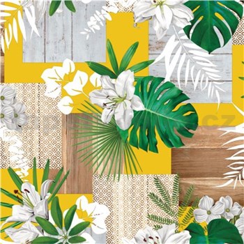 Ubrusy návin 20 m x 140 cm lilie s listy monstery