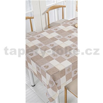 Ubrusy návin 20 m x 140 cm béžovo-hnědý s ornamenty