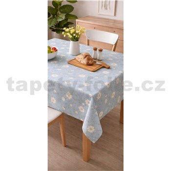 Ubrusy návin kopretiny na modrém podkladu 20 m x 140 cm